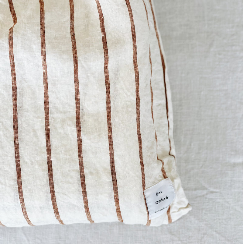 Earth Stripe 100% French Linen Bedding | dosombre.com 