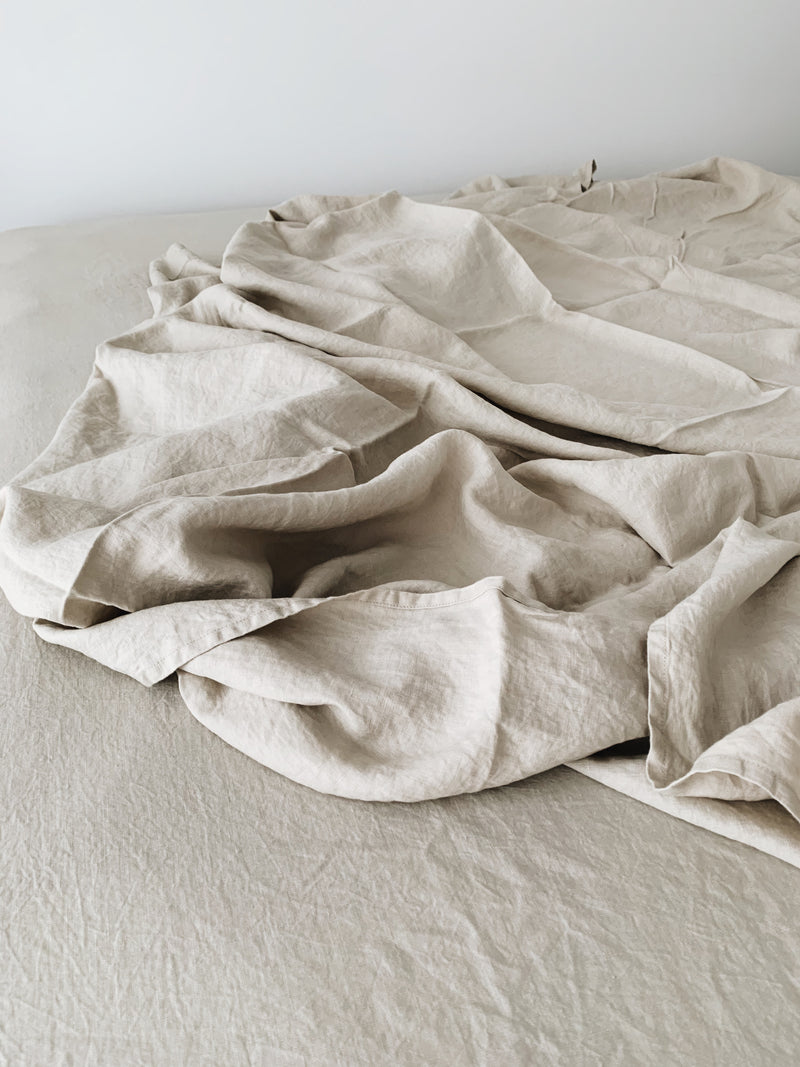 LINEN FITTED SHEET | Stone