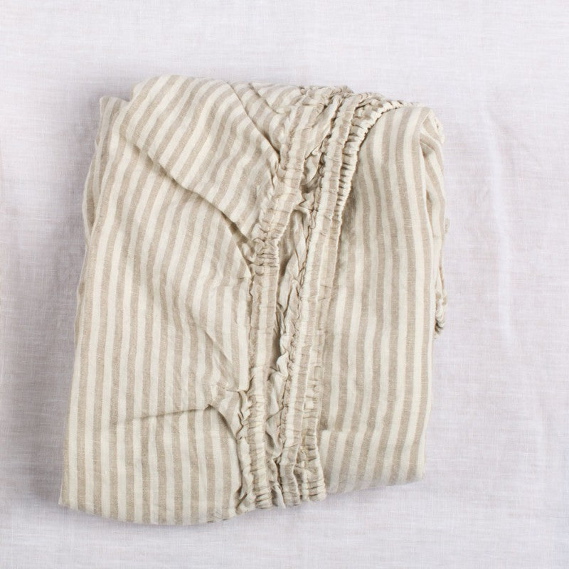 dosombre.com | 100% French Stone Washed Linen | Baby Bedding Set | Natural Stripe