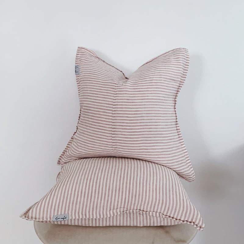 dosombre.com | 100% stone washed linen cushions | Candy Pink Stripe 