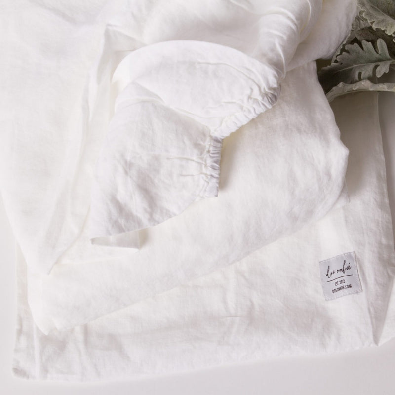 LINEN FITTED SHEET | White
